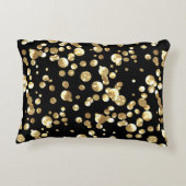 金ゴールド水玉模様の黒い背景。 アクセントクッション (裏面)