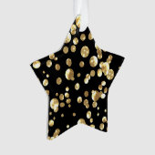 金ゴールド水玉模様の黒い背景。 オーナメント (正面)