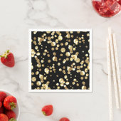 金ゴールド水玉模様の黒い背景。 スタンダードカクテルナプキン (インサイチュ)