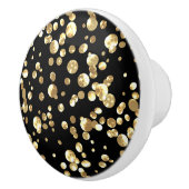 金ゴールド水玉模様の黒い背景。 セラミックノブ (右)