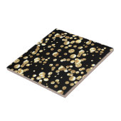 金ゴールド水玉模様の黒い背景。 タイル (側面)