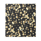 金ゴールド水玉模様の黒い背景。 ノートパッド (正面)