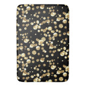 金ゴールド水玉模様の黒い背景。 バスマット (正面縦)