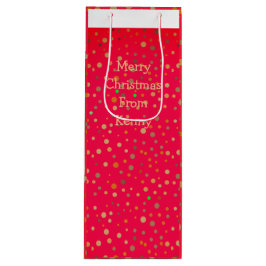 金ゴールド水玉模様オンレッドモダン文字トレンディー ワインギフトバッグ