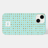 金ゴールド水玉模様オンMint Green Pattern Case-Mate iPhoneケース (裏面 (横))