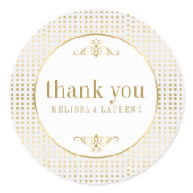 金ゴールド水玉模様サンキューステッカー