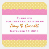 金ゴールド水玉模様サンキューダブル結婚レースV12 スクエアシール (正面)