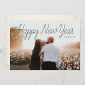 金ゴールド水玉模様ハッピーニューイヤーフォトカード シーズンカード (正面/裏面)