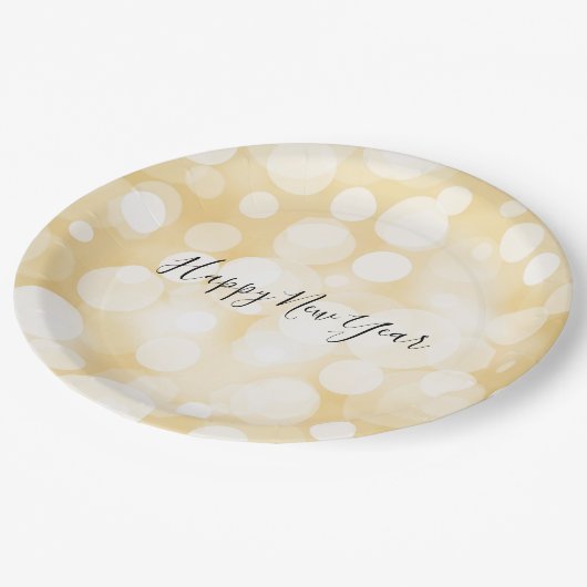 金ゴールド水玉模様パターン新年の紙プレート ペーパープレート (アングル)