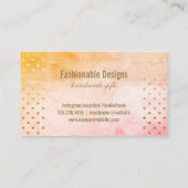 金ゴールド水玉模様パターン |水色スタイリッシュ 名刺 (裏面)