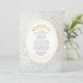 金ゴールド水玉模様フローラホワイトブライダルシャワー 招待状 (スタンド正面)