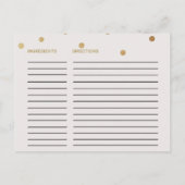 金ゴールド水玉模様ブライダルシャワーレシピカード ポストカード (裏面)