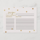 金ゴールド水玉模様ブライダルシャワーレシピカード ポストカード (正面)