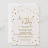 金ゴールド水玉模様ブランチとバブリー 招待状 (正面)