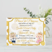 金ゴールド水玉模様プリンスまたはプリンセスジェンダーリビール 招待状 (スタンド正面)
