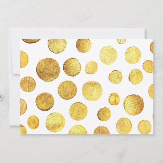 金ゴールド水玉模様プリンスまたはプリンセスジェンダーリビール 招待状 (裏面)