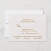 金ゴールド水玉模様メニュー選択RSVPカード 出欠カード (裏面)