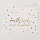 金ゴールド水玉模様メニュー選択RSVPポストカード インビテーションポストカード (正面)