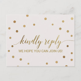 金ゴールド水玉模様メニュー選択RSVPポストカード インビテーションポストカード