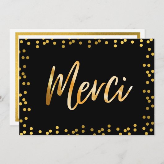 金ゴールド水玉模様メルシカスタムサンキューカード 招待状 (正面/裏面)