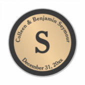 金ゴールド水玉模様モノグパーソナライズされたラム結婚ズ シール (正面)