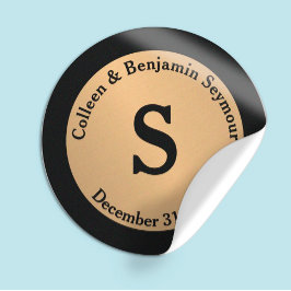 金ゴールド水玉模様モノグパーソナライズされたラム結婚ズ ラウンドシール