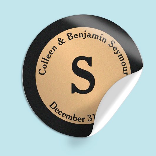 金ゴールド水玉模様モノグパーソナライズされたラム結婚ズ ラウンドシール