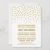 金ゴールド水玉模様第一聖餐式 招待状 (正面)