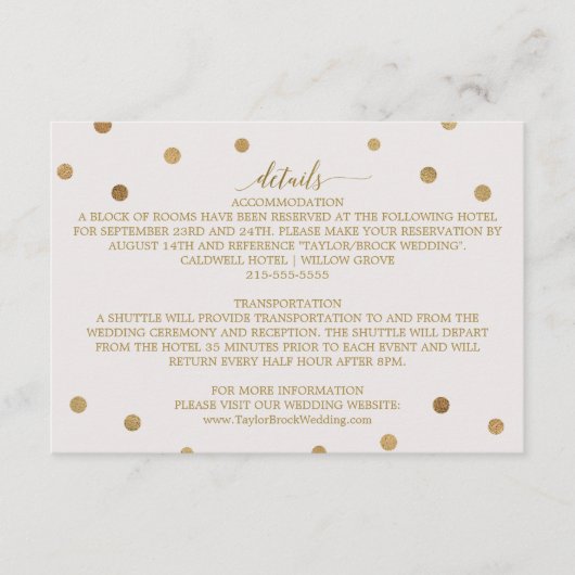 金ゴールド水玉模様結婚の詳細エンクロージャカード エンクロージャーカード (正面)