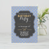 金ゴールド水玉模様誕生日 招待状 (スタンド正面)