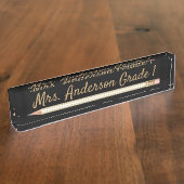 金ゴールド水玉模様鉛筆パーソナライズデスク名プレート デスクネームプレート (側面)