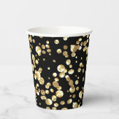 金ゴールド水玉模様黒い背景。紙プラット 紙コップ (左)