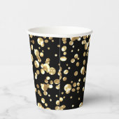 金ゴールド水玉模様黒い背景。紙プラット 紙コップ (右)