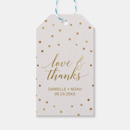 金ゴールド水玉模様「愛感謝してい&メッセージカード ギフトタグ (正面)