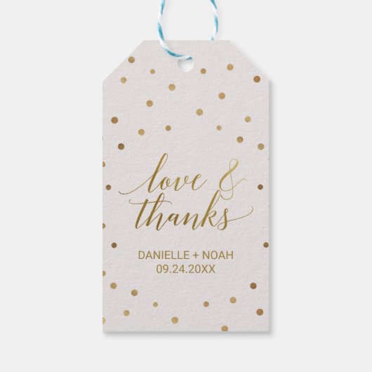 金ゴールド水玉模様「愛感謝してい&メッセージカード ギフトタグ (裏面)