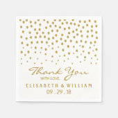 金ゴールド水玉模様 – 白と金ゴールド結婚- スタンダードカクテルナプキン (正面)