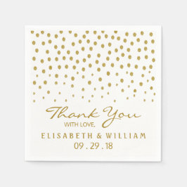 金ゴールド水玉模様 – 白と金ゴールド結婚- スタンダードカクテルナプキン