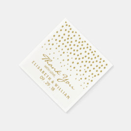 金ゴールド水玉模様 – 白と金ゴールド結婚- スタンダードカクテルナプキン
