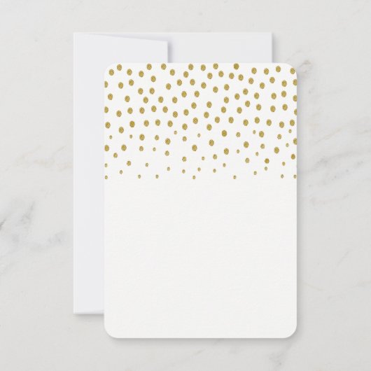 金ゴールド水玉模様 – 白と金ゴールド結婚- 出欠カード (裏面)
