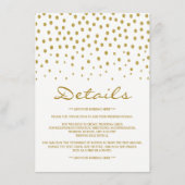 金ゴールド水玉模様 – 白と金ゴールド-結婚の詳細 エンクロージャーカード (正面)