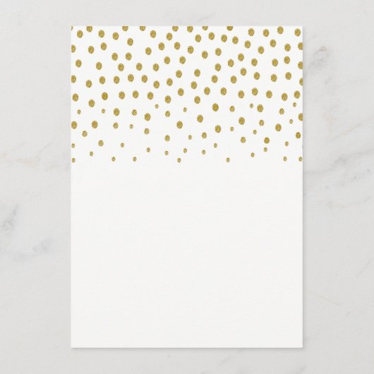 金ゴールド水玉模様 – 白と金ゴールド-結婚の詳細 エンクロージャーカード (裏面)