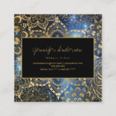 金ゴールド水色と星雲マンダラブルー スクエア名刺 (裏面)