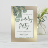 金ゴールド水色クリスマスボールクリスマスパーティー 招待状 (スタンド正面)