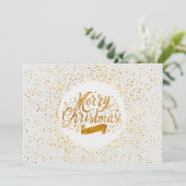 金ゴールド水色トレンディー手書き休日 招待状 (スタンド正面)