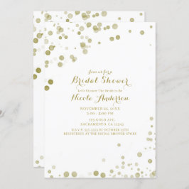 金ゴールド水色ドットモダンクリーンブライダルシャワー 招待状
