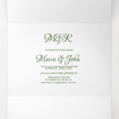 金ゴールド水色パイナップルピナストロピック結婚ズ 三つ折り招待状 (内部中)