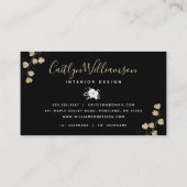 金ゴールド水色フローラスタイリッシュブラックスクリプモダント 名刺 (裏面)