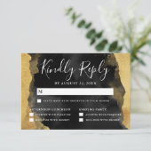 金ゴールド水色(ユダヤ教の)バル・ミツバーRSVP返信カード 出欠カード (スタンド正面)