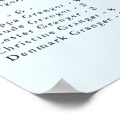 金ゴールド氷冬の結婚式のアルファベットの座席表 ポスター (角)