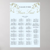 金ゴールド氷冬の結婚式のアルファベットの座席表 ポスター (正面)